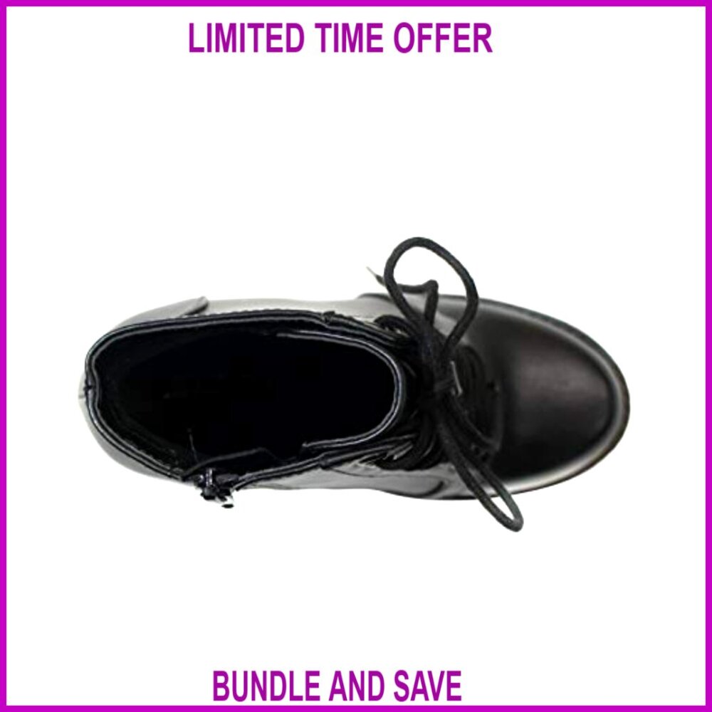 Lace Up Ankle Boots with Stacked Heel and Side Zipper - Picture 5 of 5